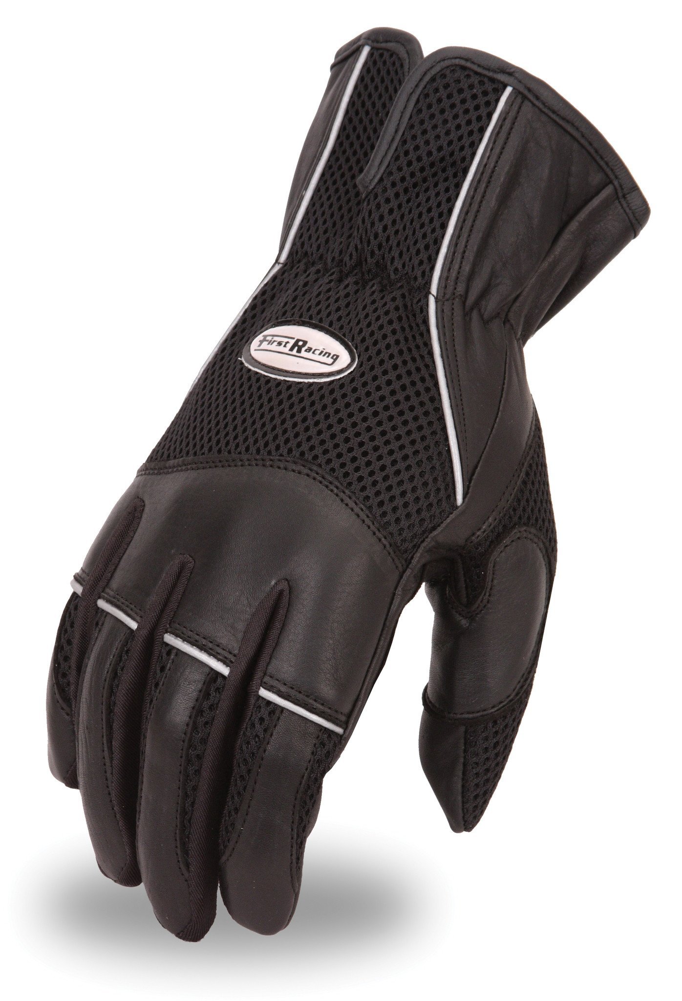 Leather and Mesh Motorcycle Gloves - Men's - Thunder - FR105GL-FM