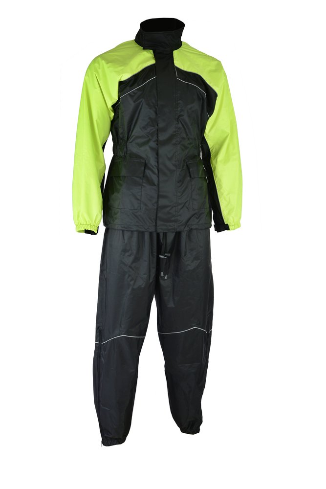 Rain Suit - Men's - Waterproof - Motorcycle - Hi Viz Yellow - DS592HV-DS