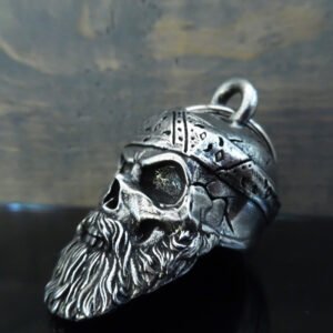 Old School Biker Skull - Pewter - Motorcycle Gremlin Bell - Made In USA - SKU BB96-DS