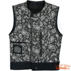 Leather Vest - Men's - Motorcycle Club - Black Paisley Lining - Up To Size 60 - MV78024-PL-11-DL