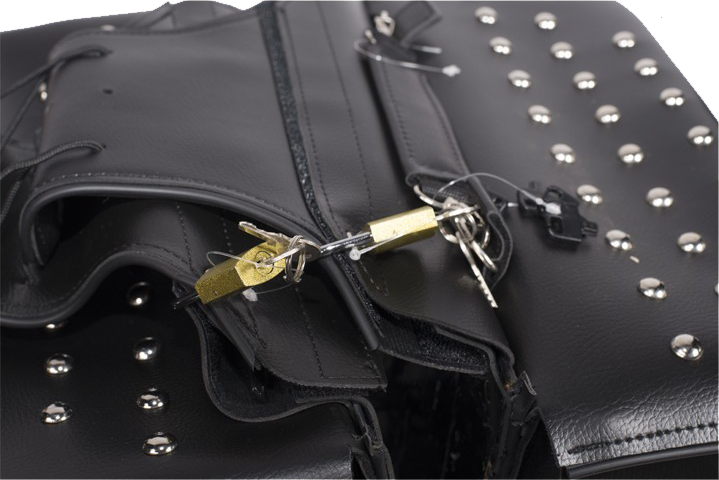 Saddlebags - PVC - Fringe - Studs - Lock - SD4030-PV-DL