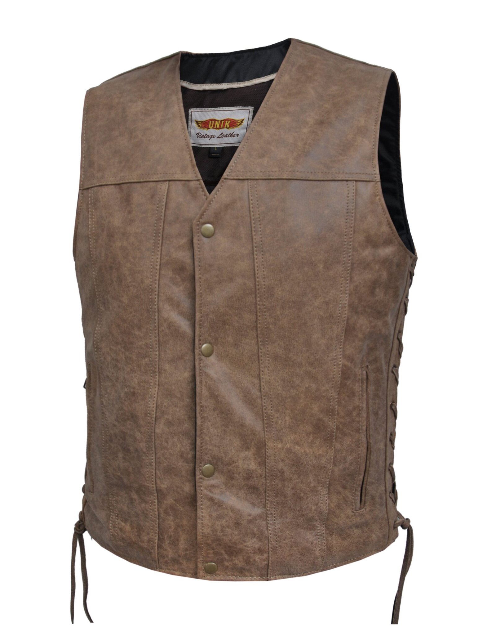 Leather Motorcycle Vest - Men's - Up To 8XL - Arizona Brown - 2611-ANT-UN