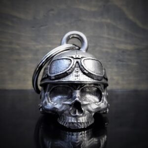 Motorcycle Helmet Skull - Pewter - Motorcycle Ride Bell - Made In USA - SKU BB30-DS