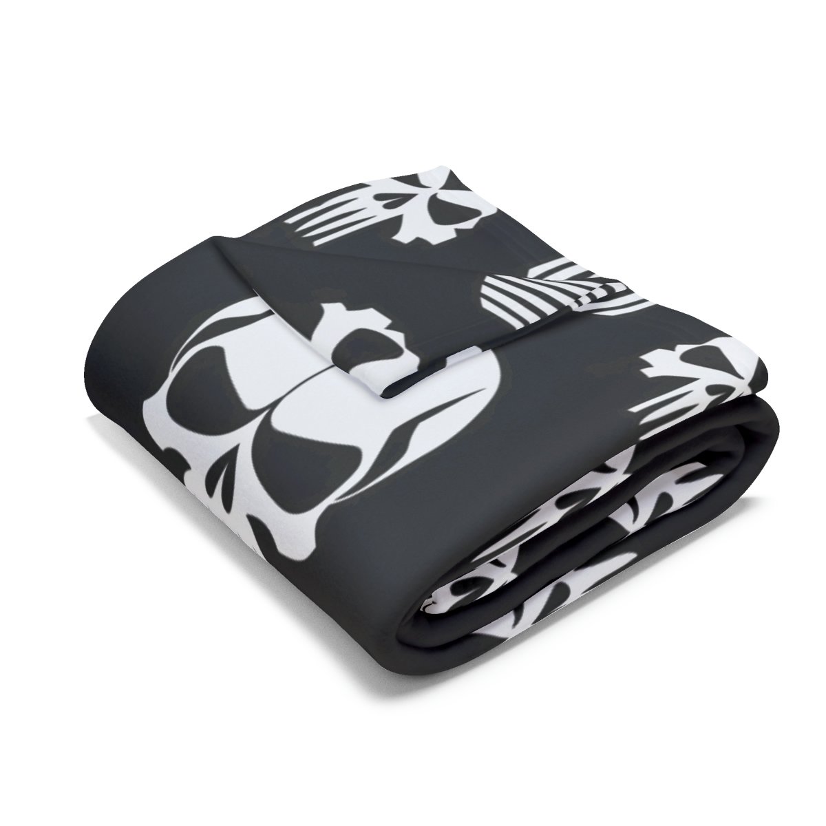 White Skulls on Black - 3 Different Sizes - Arctic Fleece Blanket