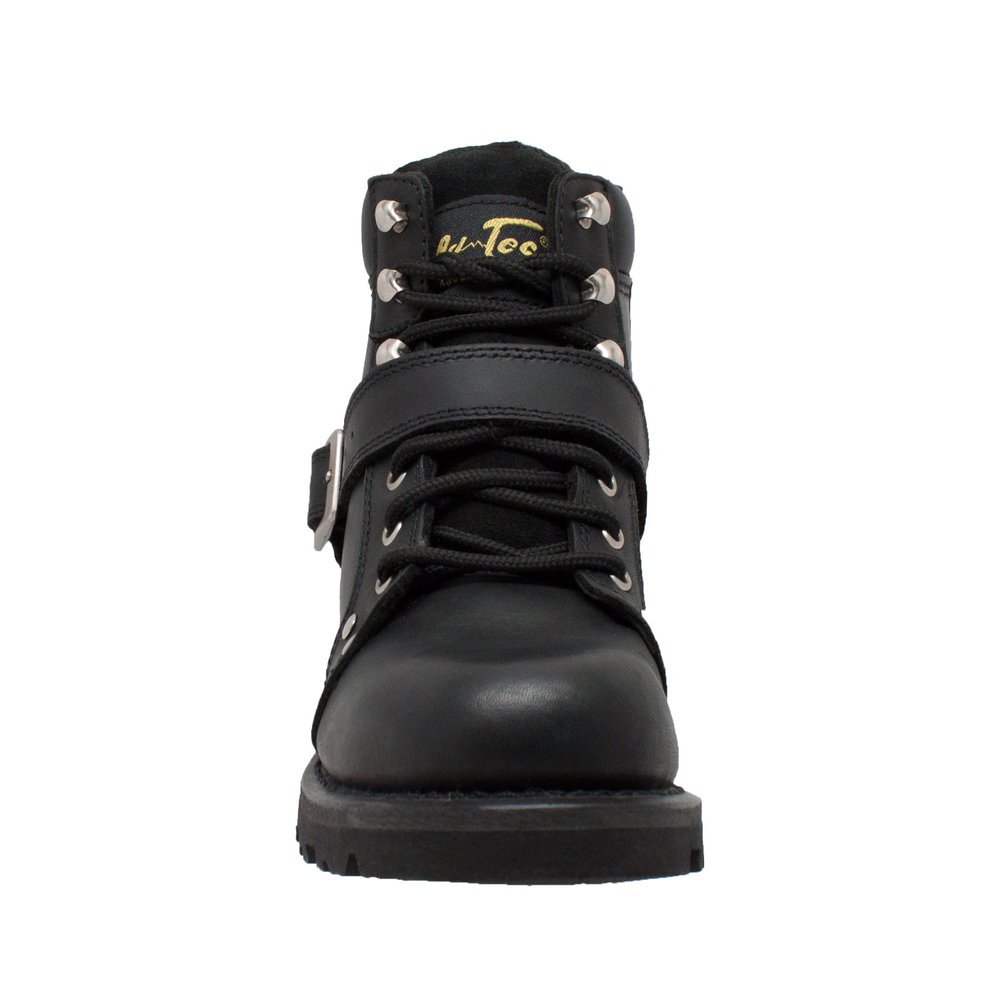 Women's Black Leather YKK Zipper Motorcycle Boots - Biker Boots - 8143-DS