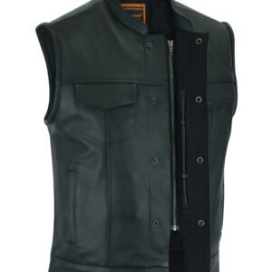 Leather Motorcycle Vest - Men's - Gun Pockets - Up To 12XL - Big and Tall - DS189A-DS