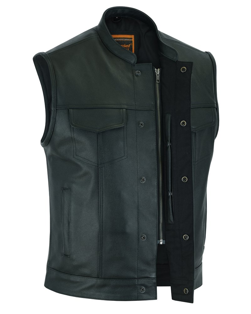 Leather Motorcycle Vest - Men's - Gun Pockets - Up To 12XL - Big and Tall - DS189A-DS