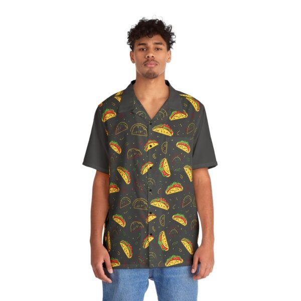 Neon Taco Doodles - Red Green Yellow on Black - Men's Hawaiian Shirt (AOP)