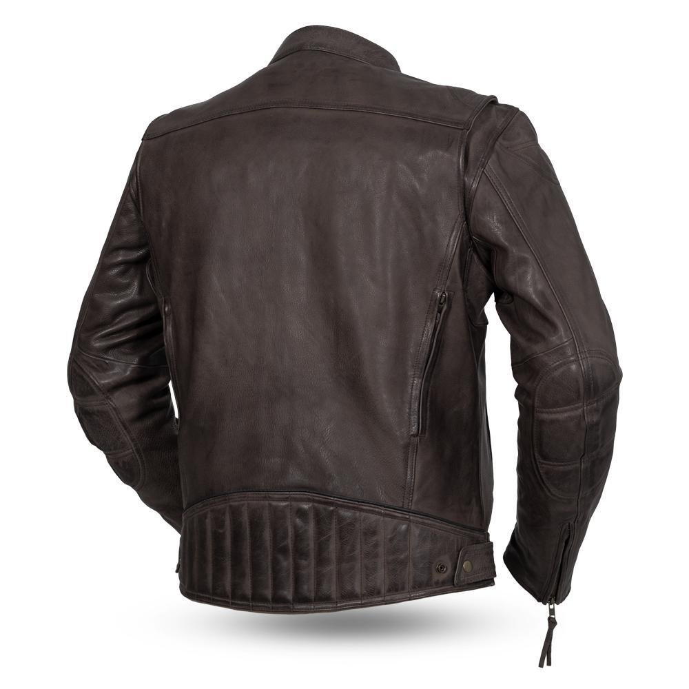 Leather Motorcycle Jacket - Men's - Racer Style - FIM288CHRZ-FM
