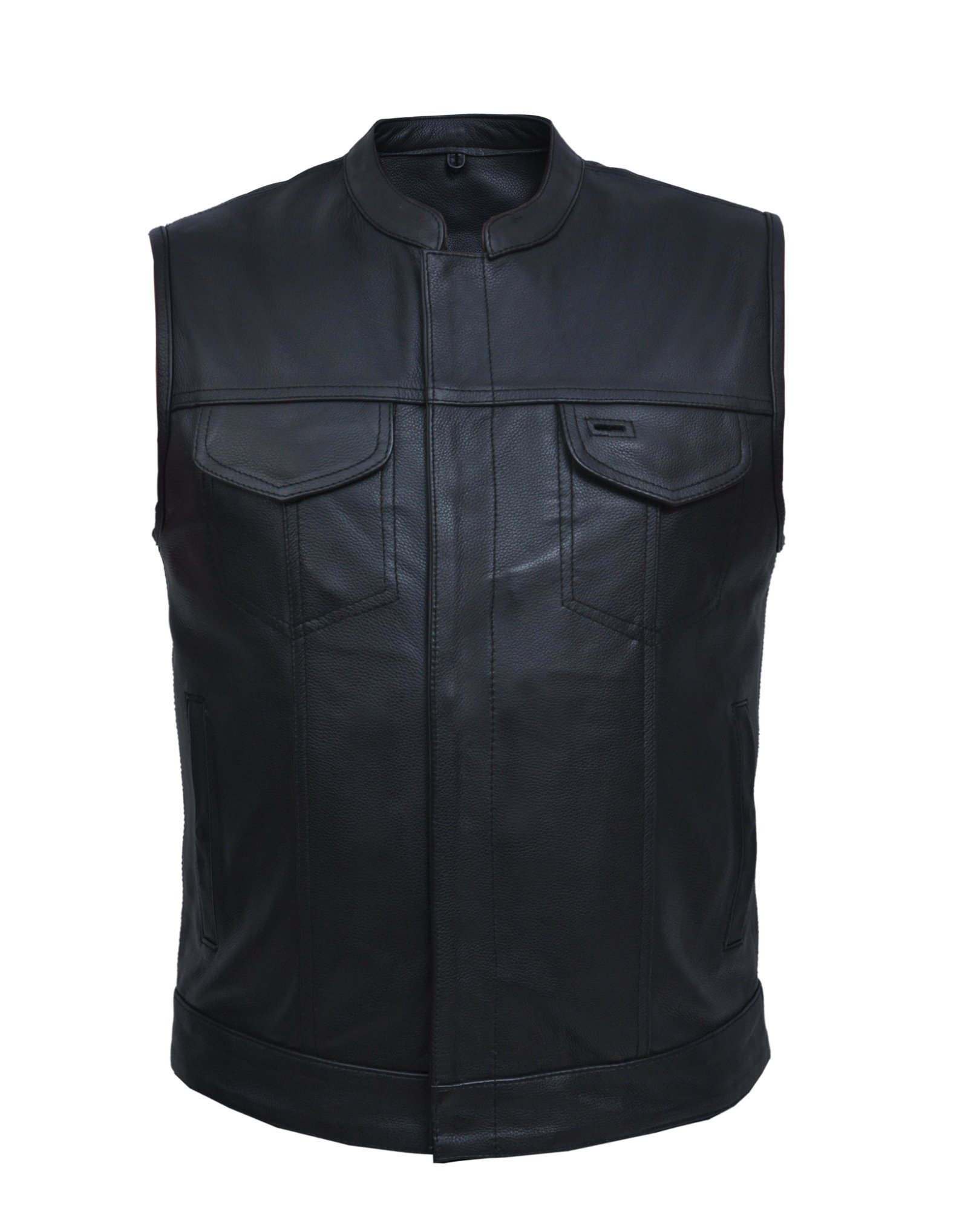 Leather Motorcycle Vest - Men's - SOA Club - Up To 8XL - 7402-ZP-UN