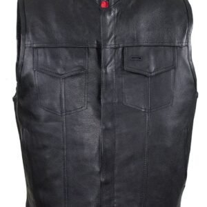 Leather Vest - Motorcycle Club - Red Lining - Premium - MV316-DL