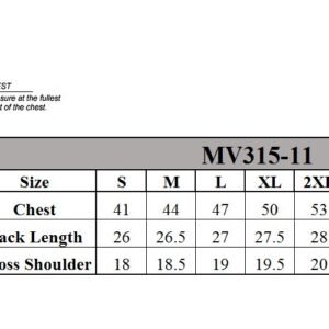 Leather Motorcycle Vest - Men's - Up To Size 5XL - Tactical - SWAT - MR-MV315-11-DL Size Chart