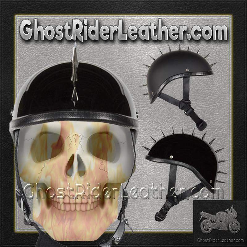 Novelty Motorcycle Helmet - Gloss or Flat Black - Spiked Gladiator - H403-H503-02-DL