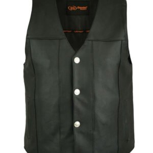 Leather Motorcycle Vest - Men's - Gun Pockets - Buffalo Nickel Snaps - Up To 8XL - DS141-DS