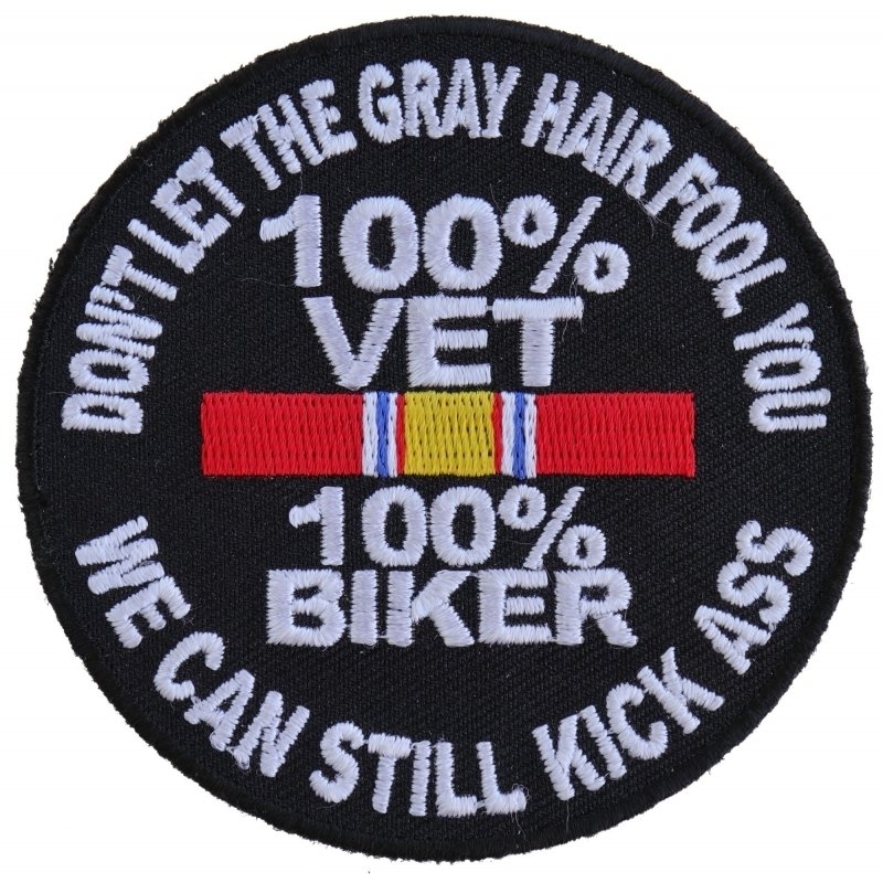 100 Percent Vet Biker Patch - Vest Patch - Jacket Patch - P5010-DS