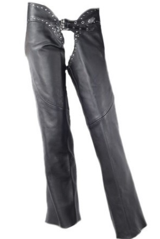 Women's Low Rise Leather Chaps - Studs - Premium Leather - C1007-11-DL