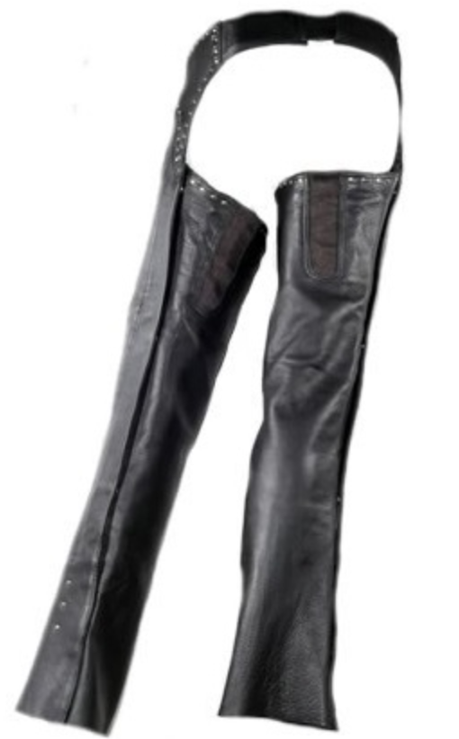 Women's Low Rise Leather Chaps - Studs - Premium Leather - C1007-11-DL