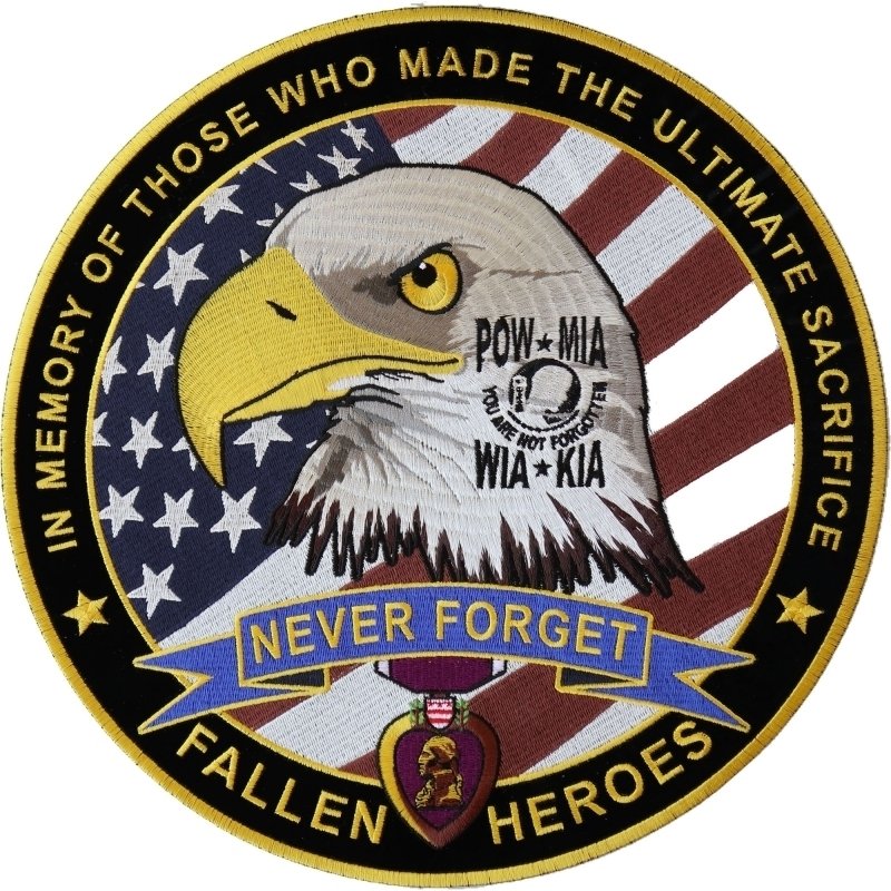 Fallen Heroes POW MIA WIA KIA Memorial Patch - Large Vest Patch - PL6566-DS