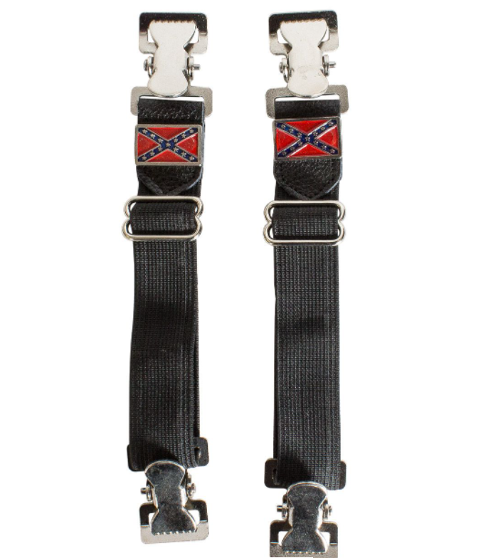 Pair of Biker Boot Clips - Rebel Flag - Confederate Flag - Alligator Clips - PK8-NB-DL