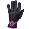 Leather Riding Gloves - Women's - Pink Embroidery - Full Finger - Motorcycle - GLZ106-EBL1-PINK-DL