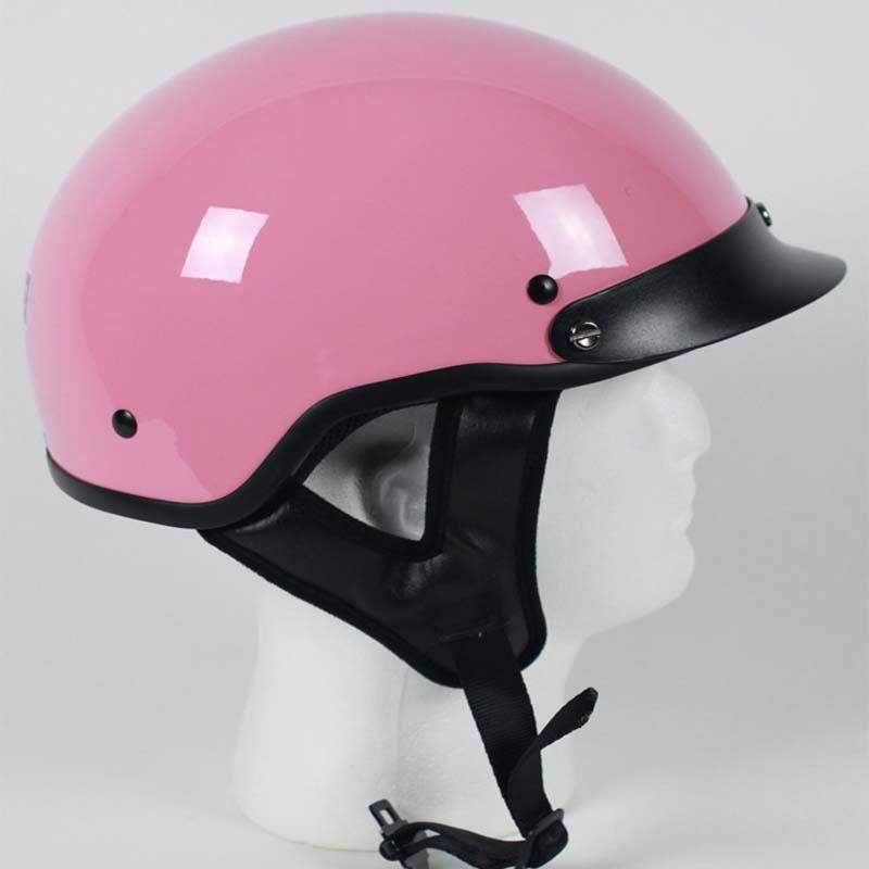 DOT Gloss Pink Motorcycle Helmet - Shorty - Half Helmet - SKU 1P-HI