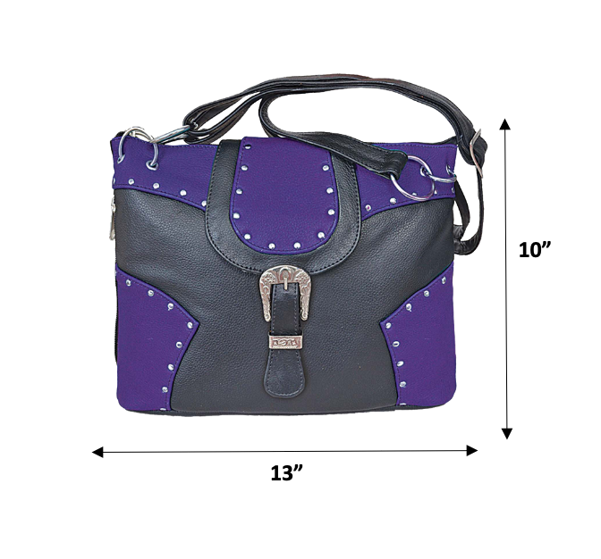 Leather Handbag - Conceal Carry - Purple and Black - Purse - 9747-17-UN