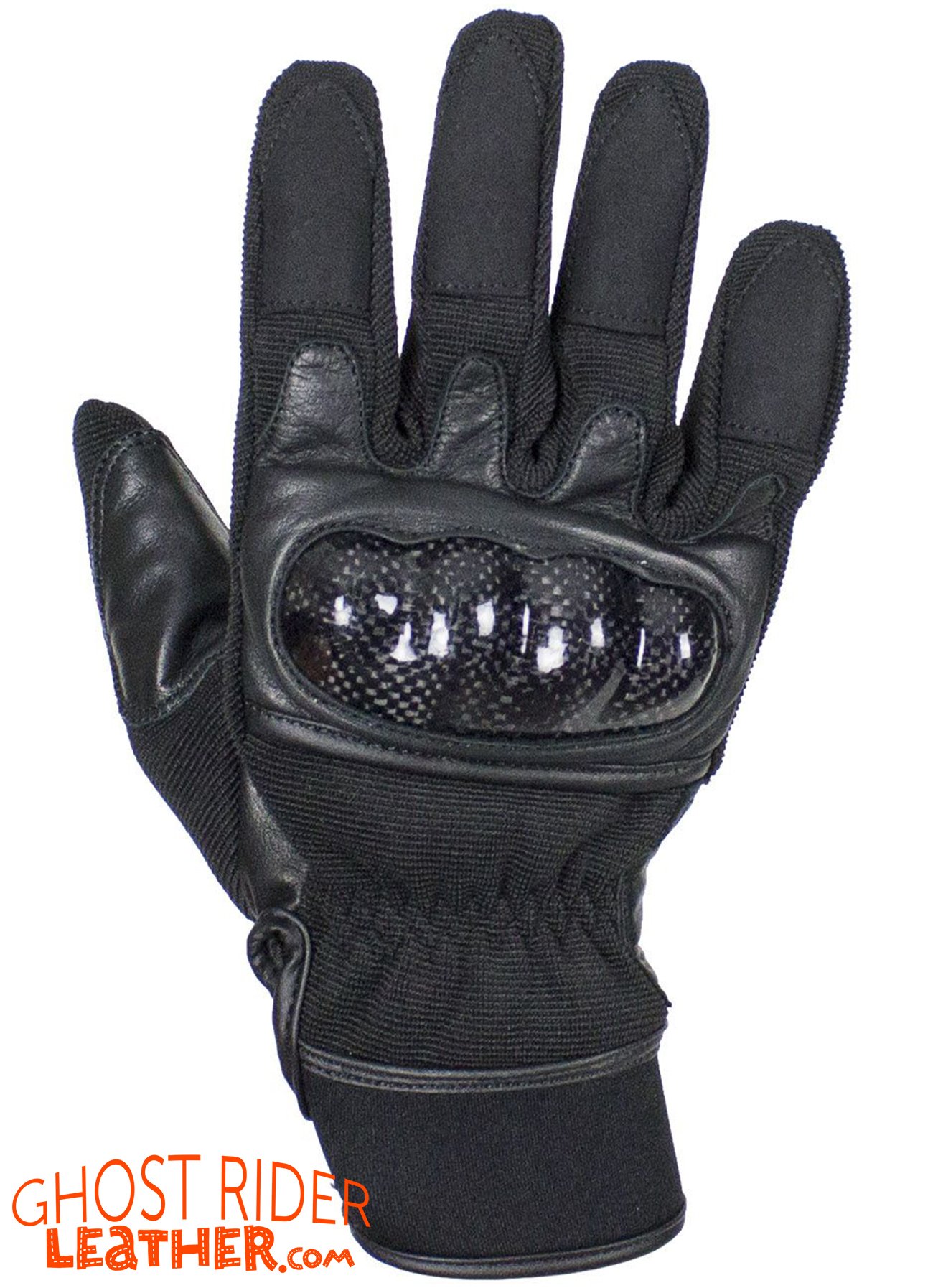 Leather Gloves - Men's - Full Finger - Knuckle Protector - Black - GLZ108-BLK-DL