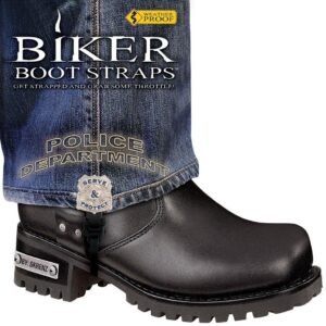 Dealer Leather Pair of Biker Boot Straps - 6 Inch - Police Department - Motorcycle - BBS-PD6-DS