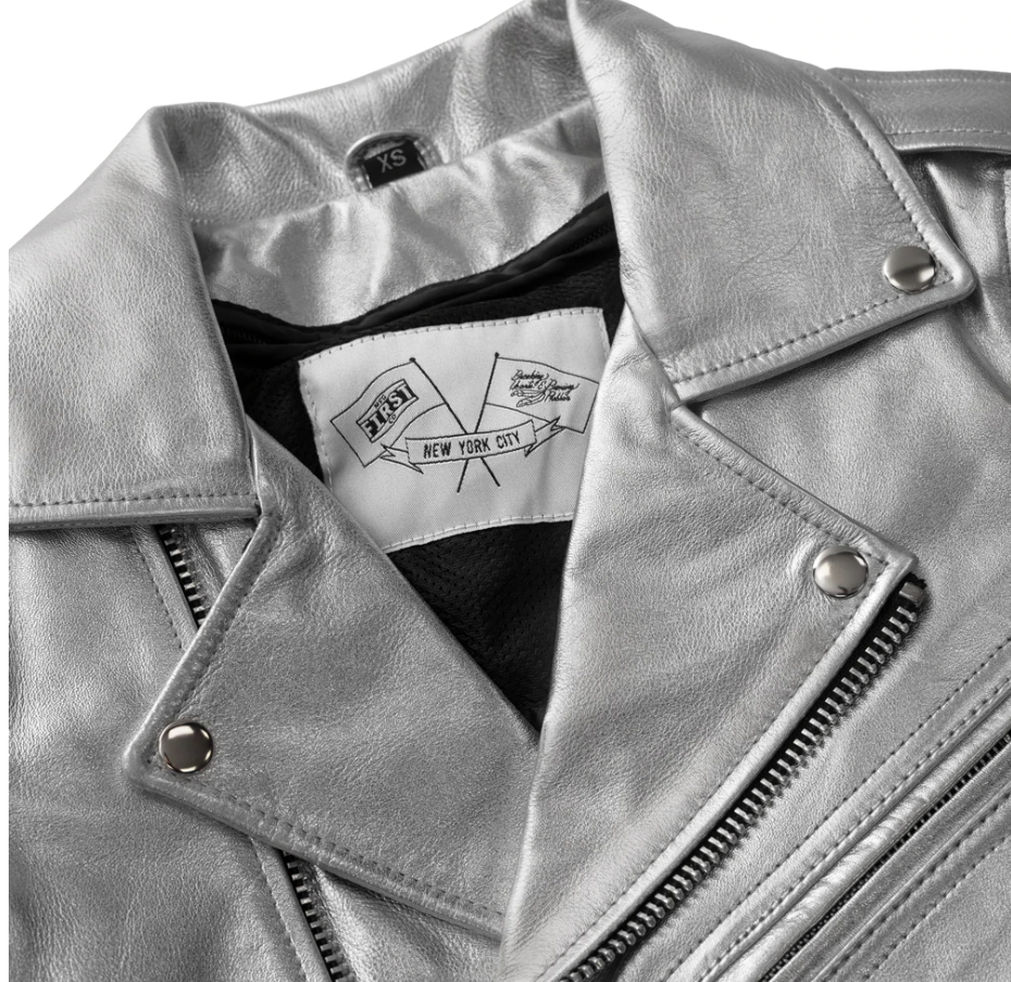 Leather Motorcycle Jacket - Women's - Vivid Silver - Deirdre - BH-J02-FM