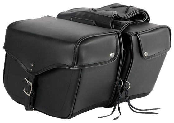 PVC Motorcycle Saddlebags Single Buckle Design - Motorcycle Luggage - SKU SD1483-PV-DL