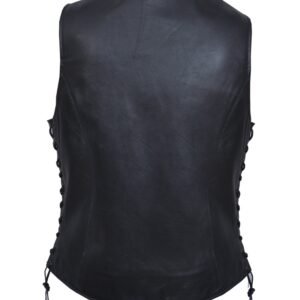 Leather Vest - Women's - Black Paisley Lining - Side Laces - 6890-00-UN