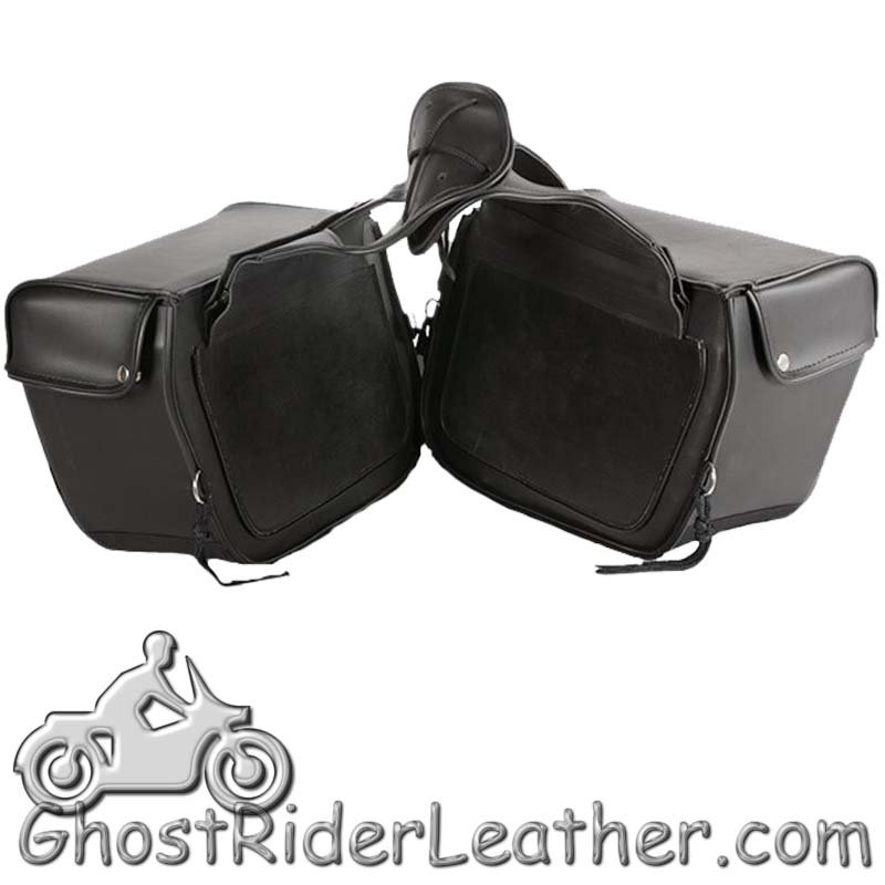 PVC Motorcycle Saddlebags Single Buckle Design - Motorcycle Luggage - SKU SD1483-PV-DL