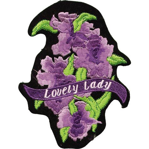 Vest Patch - Women's - Ladies - Lovely Lady Rider - Purple Flowers - PAT-C208-DL