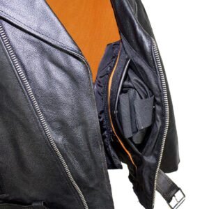 Embossed Eagle Motorcycle Jacket with Side Laces and Live To Ride - SKU MJ703-SS-DL