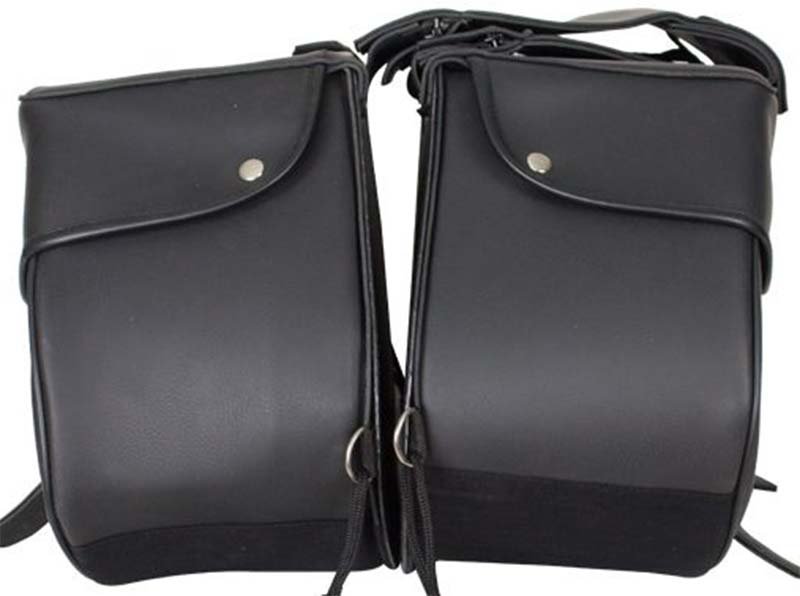 Excelsior Large Quick Detach Studded Motorcycle Saddlebags – Black PVC Leather, Universal
