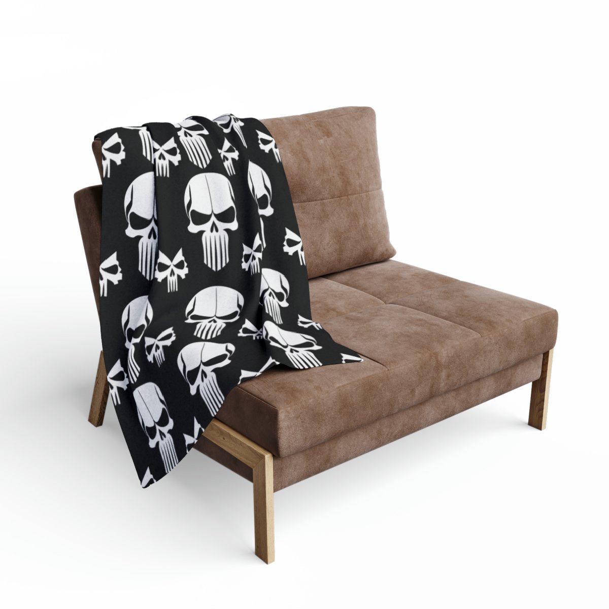 White Skulls on Black - 3 Different Sizes - Arctic Fleece Blanket