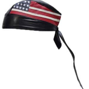 Leather Skull Cap - American Flag - Biker Durag - AC007-04-DL