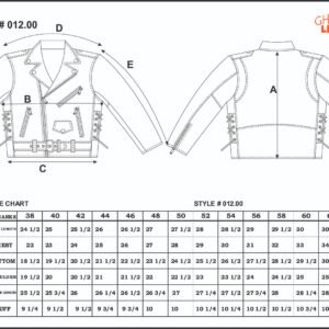 Leather Motorcycle Jacket - Men's - Classic - Side Laces - 12-00-UN Size Chart