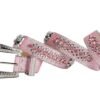 Unisex Rhinestone Bling Belt - Pink and Silver - Skulls - Rhinestones - Faux Leather - FBL23-DL