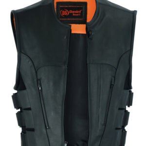 Leather Motorcycle Vest - Men's - Updated SWAT Team - Up To 8XL - DS007-DS