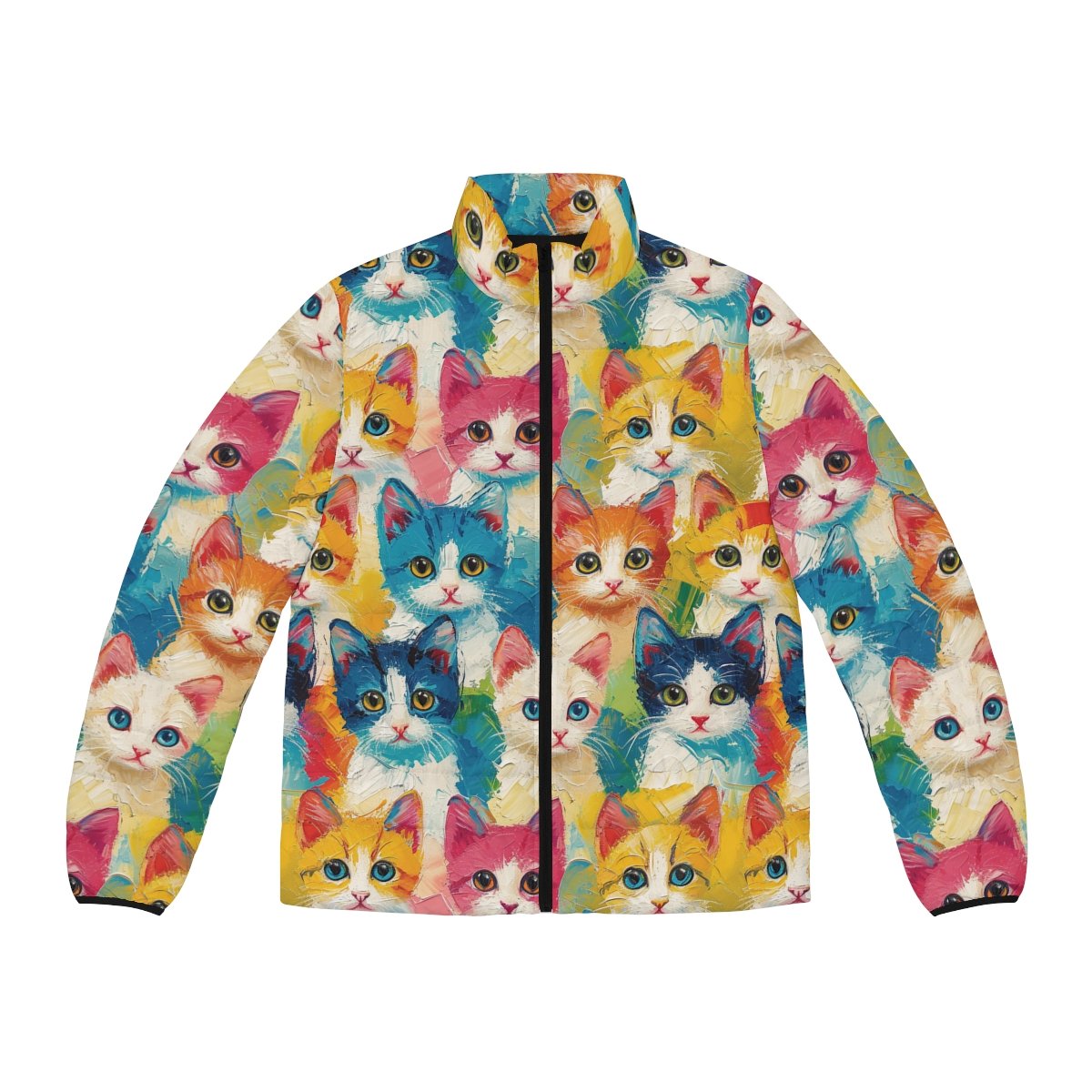 Colorful Cats - Multiple Colors - Men's Puffer Jacket (AOP)