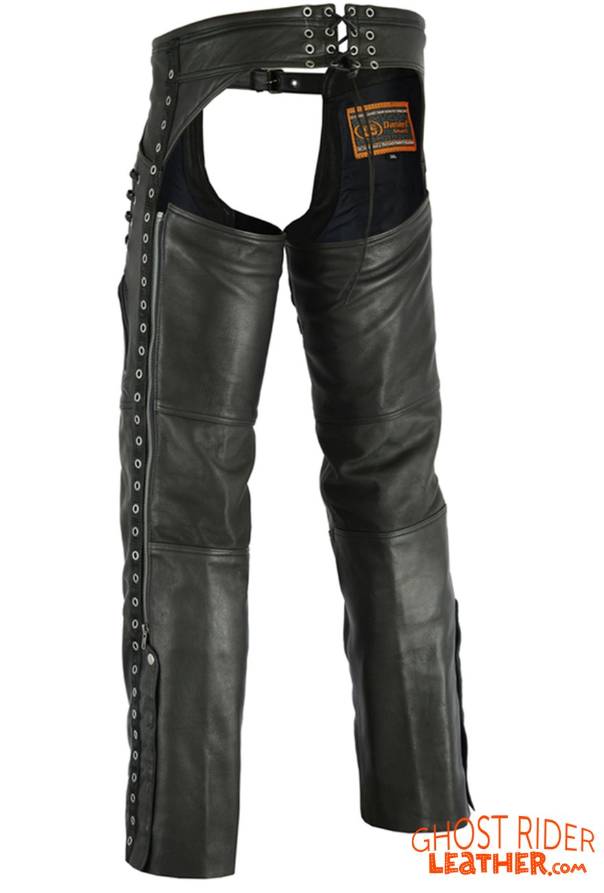 Leather Chaps - Women's - Black - Hip Set - Stretchy Thighs - DS-485-DS