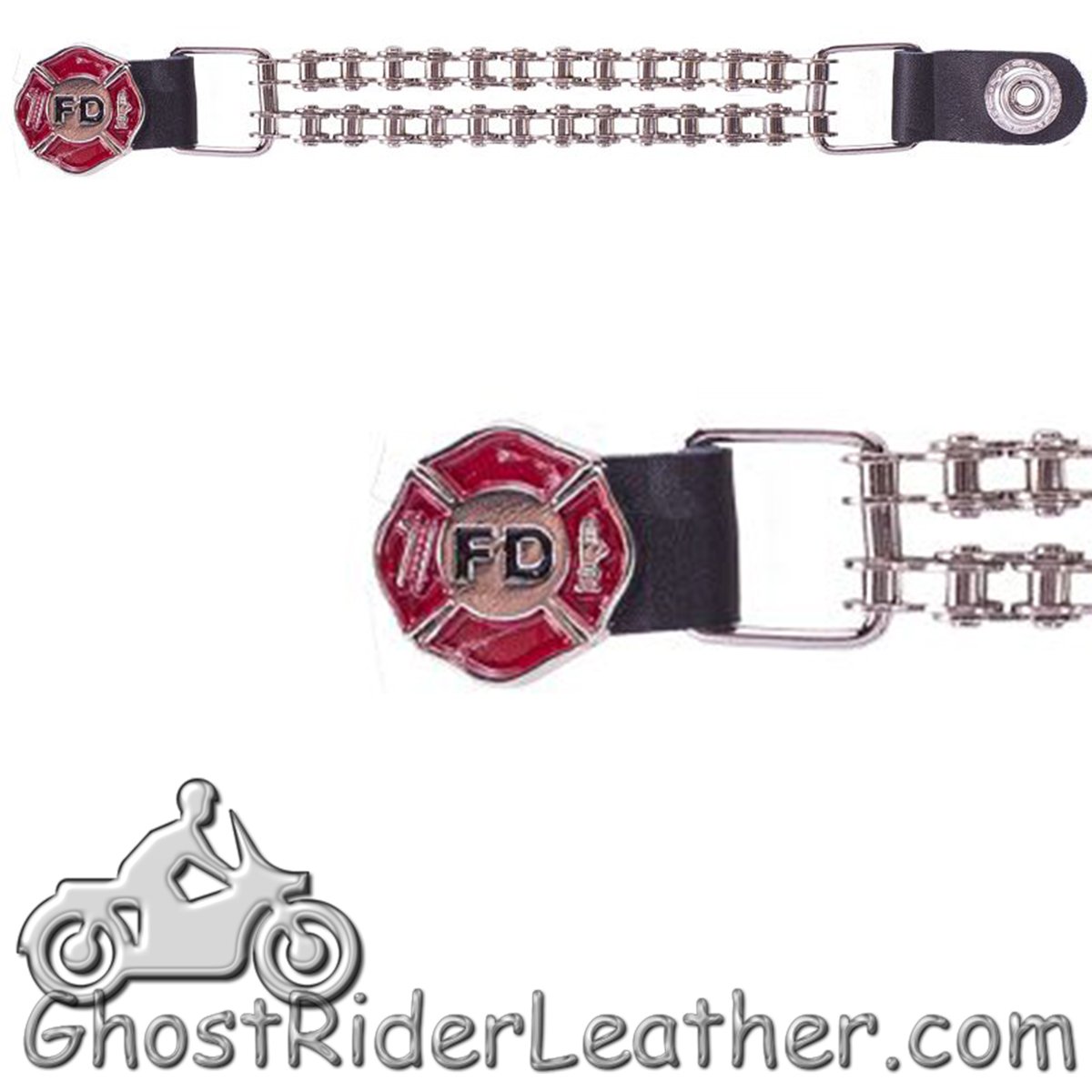 One Single - Fire Department Vest Extender with Chrome Motorcycle Chain - AC1097-FD-BC-DL-1