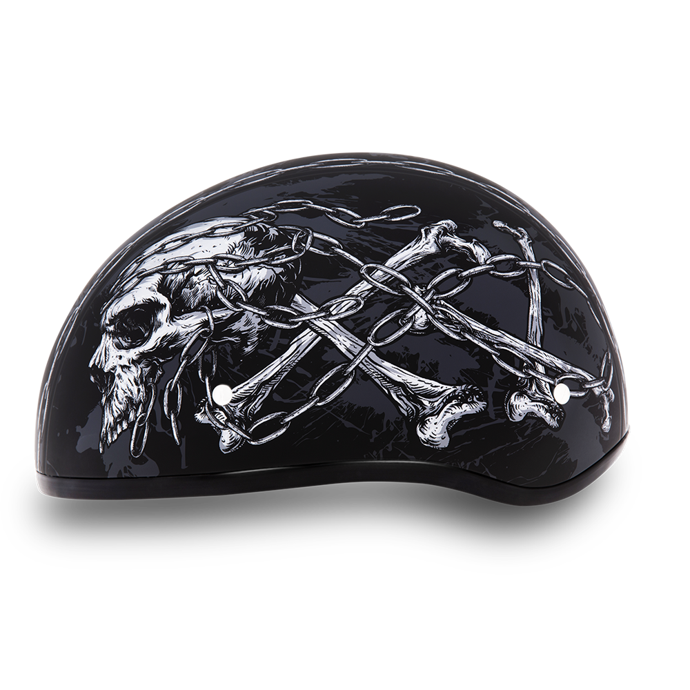 DOT Motorcycle Helmet - Skull - Chains - Shorty - D6-SC-DH