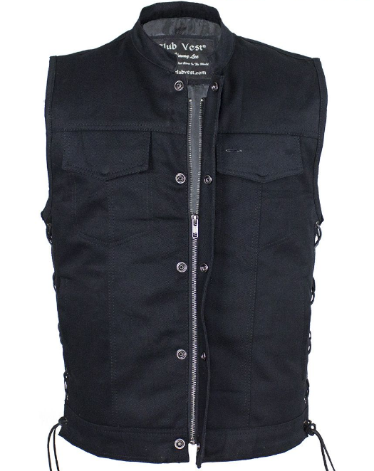 Denim Motorcycle Club Vest - Men's - Up To Size  60 - Big and Tall - CL-MV9320-ZIP-BD-DL