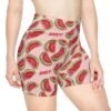 Watermelon Candy Slices - Red Green on Pink - Text Juicy - Women's Biker Shorts