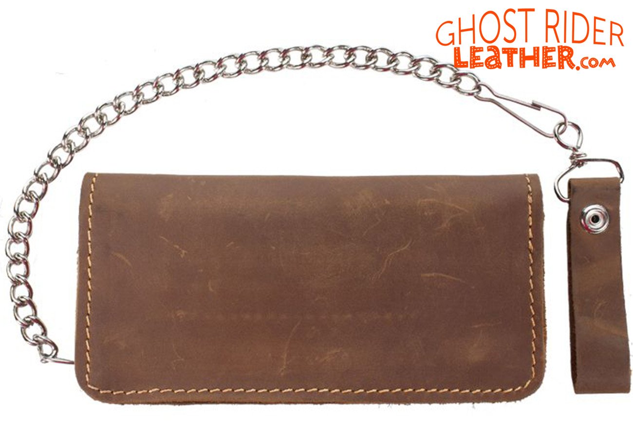 Leather Chain Wallet - Heavy Duty - Brown - AC51-11-BRN3-DL