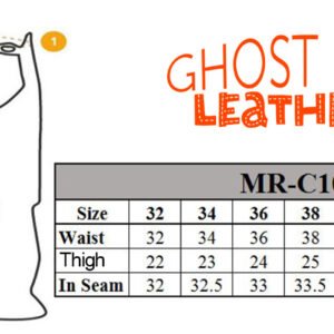 Leather Chap Pants - Men's - Zipper Pockets - Motorcycle - C1001-11-DL Size Chart