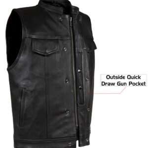 Leather Motorcycle Vest - Men's - Club Style - Up To 64 - MR-MV7320-ZIP-11-DL