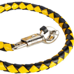 Get Back Whip in Black and Yellow Leather - With 8 Ball - 42 Inches - Motorcycle Accessories - GBW8-BALL8-DL